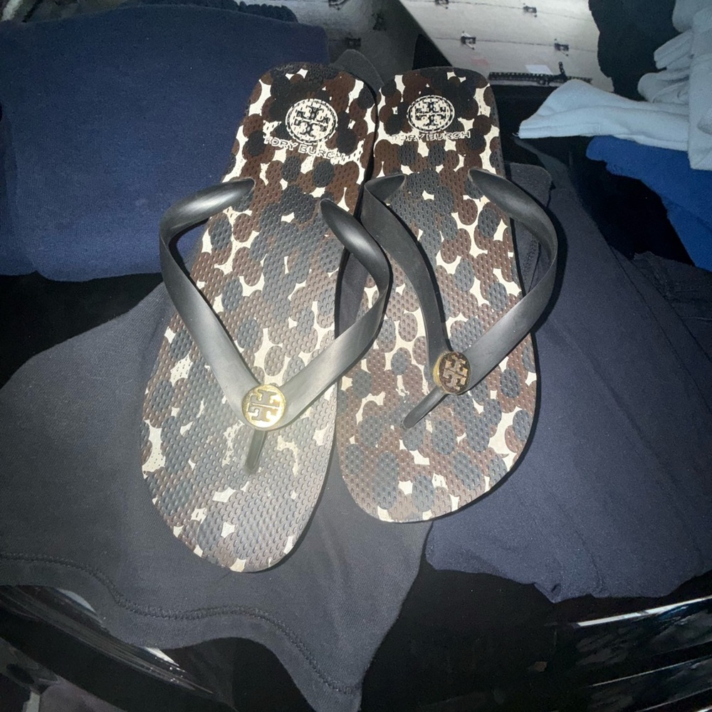 Tory Burch Leopard Print Flip Flops